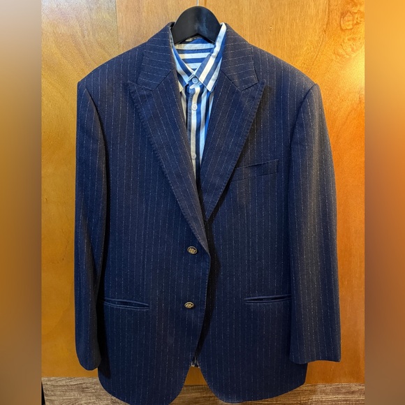 100% Italian Wool Men´s Navy Pinstripe Blazer